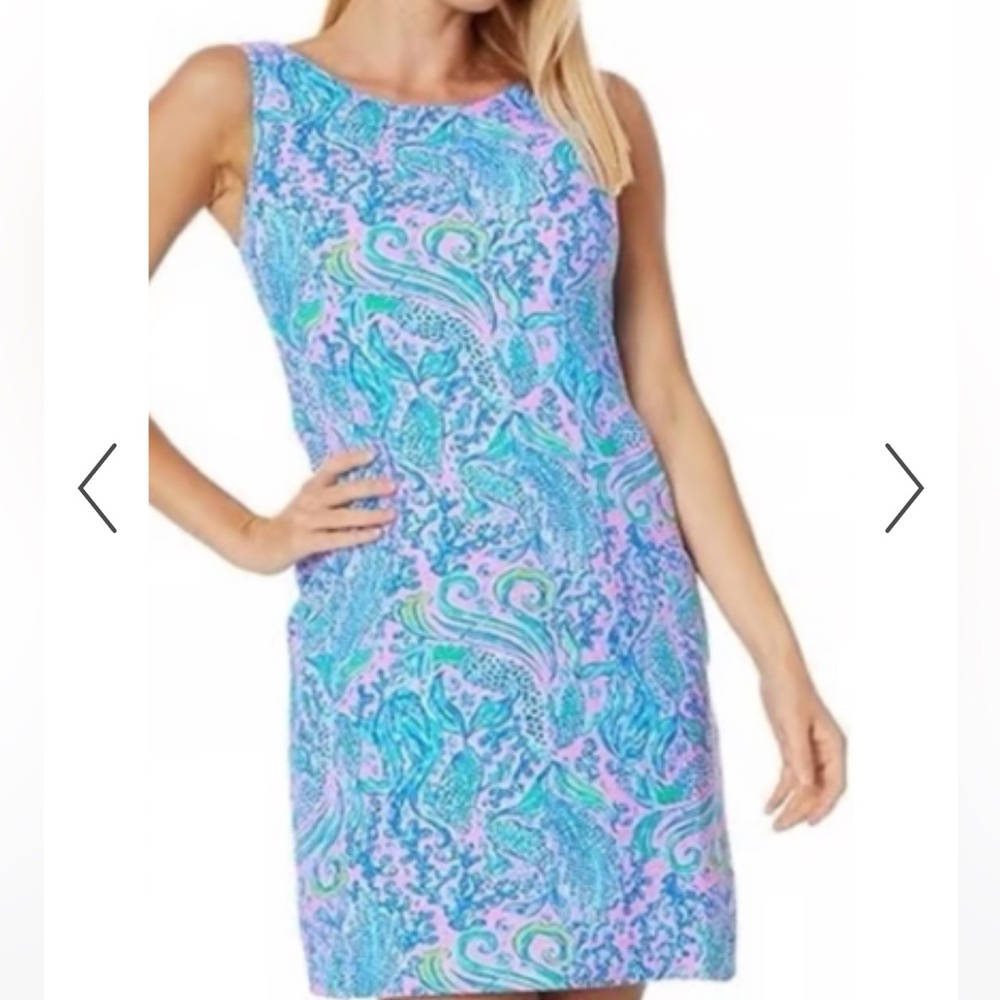 Lilly Pulitzer Maurina linen shift Lilac Rose We Mermaid it dress sz 14